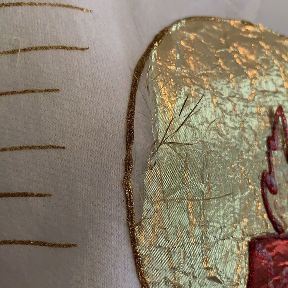 Vtg handmade Christmas candle white sweatshirt - Picture 7 of 13